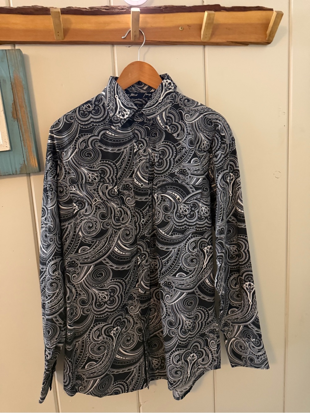Wrangler George Strait Troubadour Mens L Paisley Western Shirt 100% Cotton